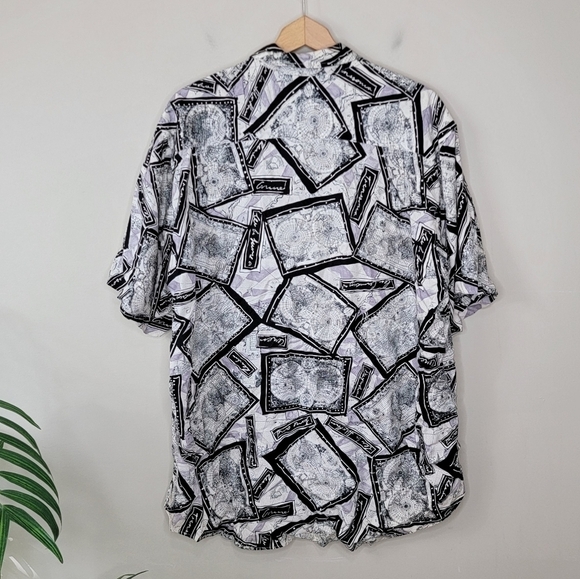 Roundtree & Yorke | Globe Print Short Sleeve Button Up Shirt Size Large - Picture 3 of 5
